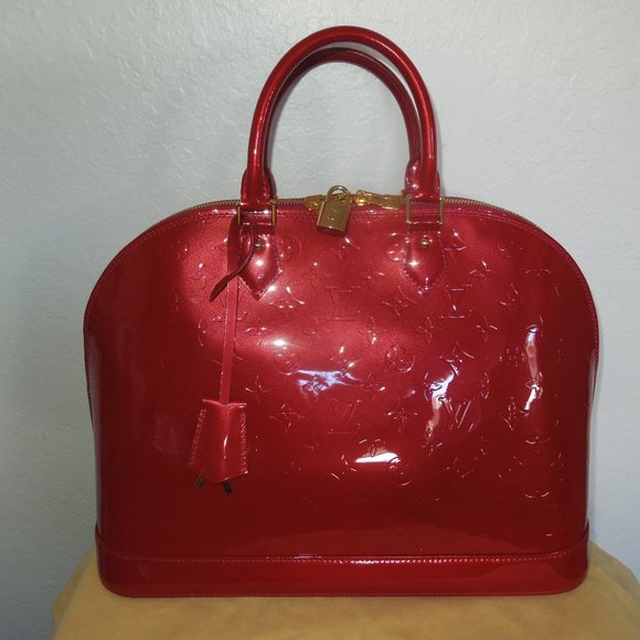 Authentic Louis Vuitton Red Vernis Alma Bag Purse. - Picture 2 of 12